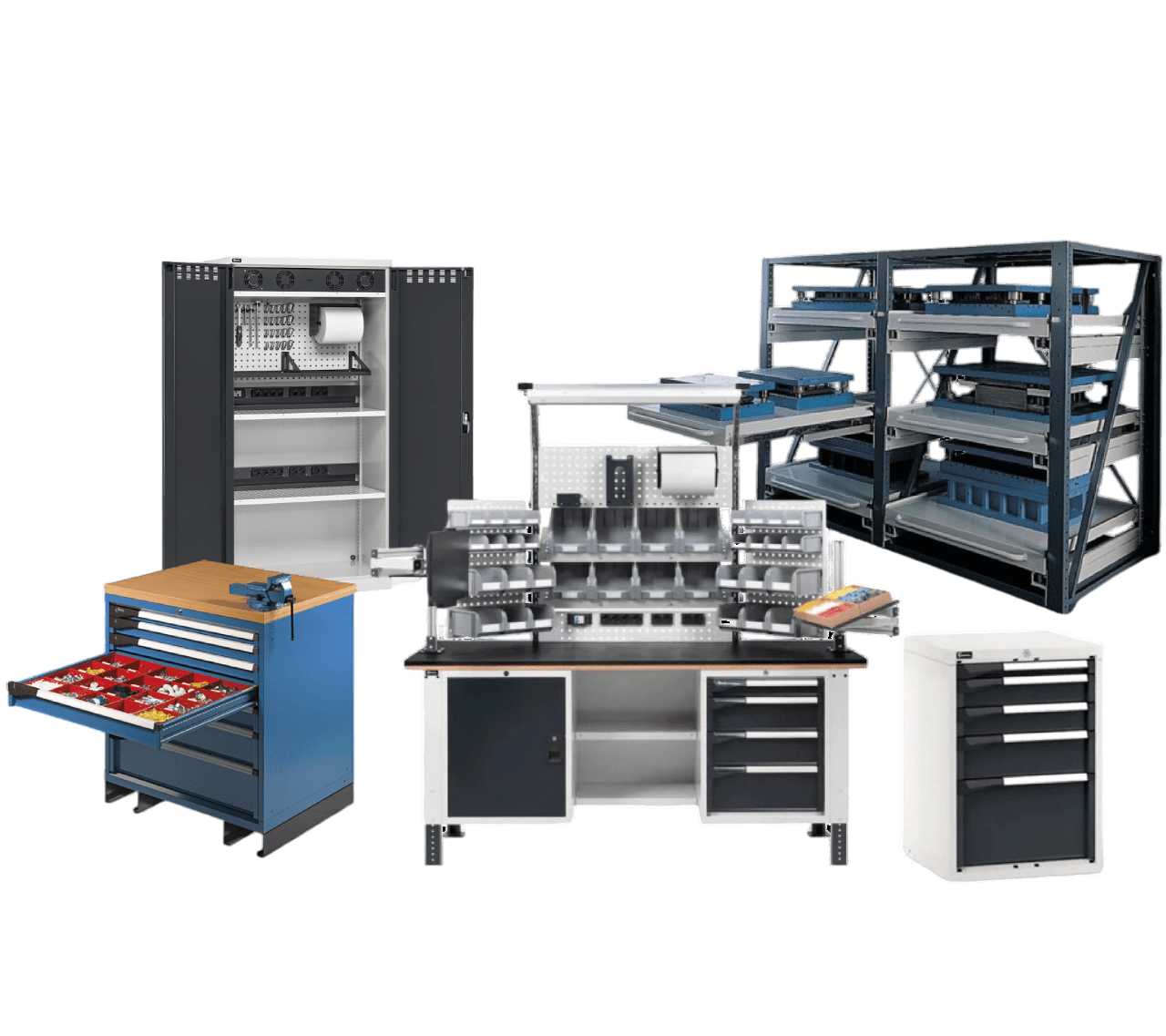 Postes de travail, armoires et établis industriels